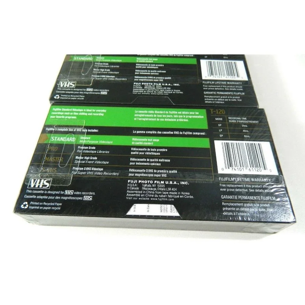 FUJIFILM High Quality T-120 Blank VHS Tape Cassette Lot (2)